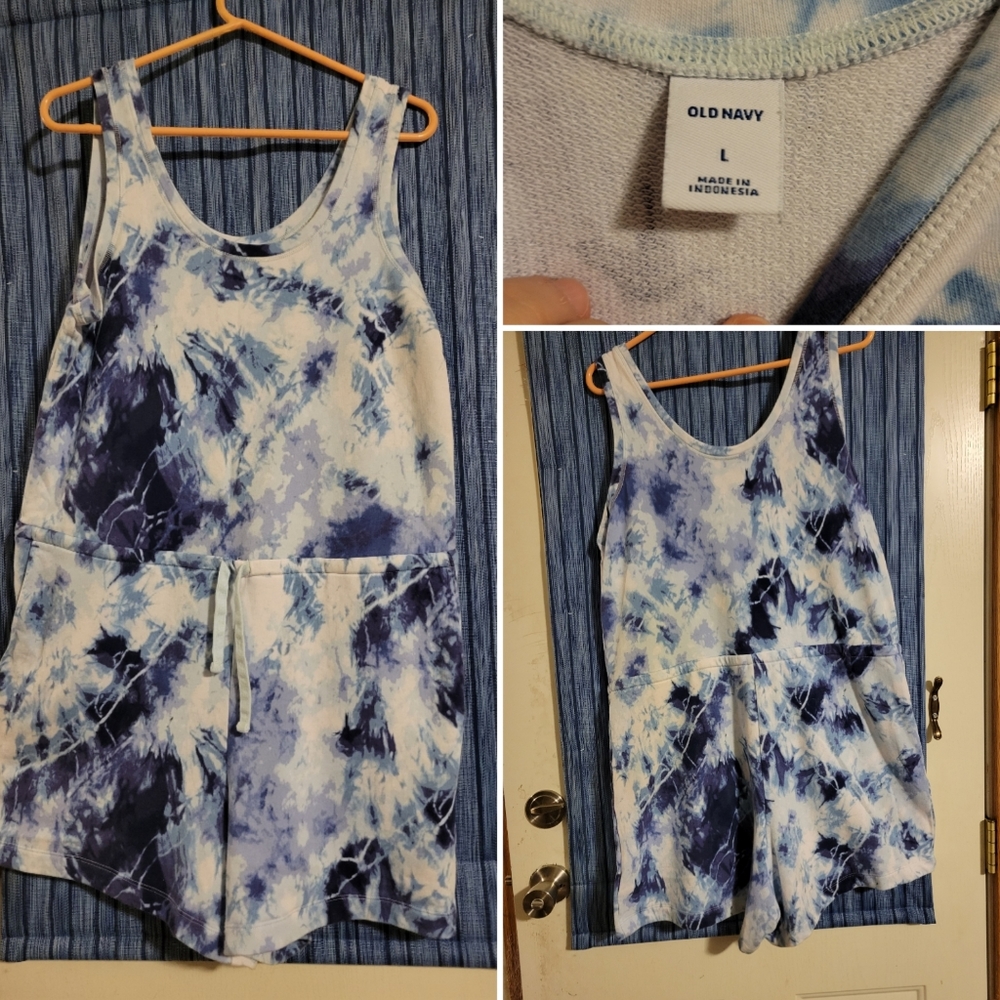Old Navy Short Romper Blue  and White Tie Dye